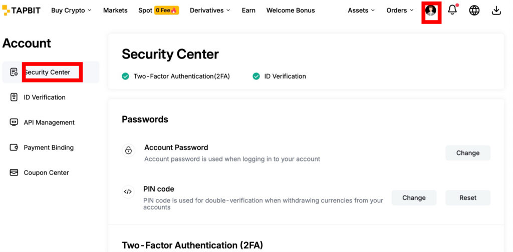 Tapbit Security Center