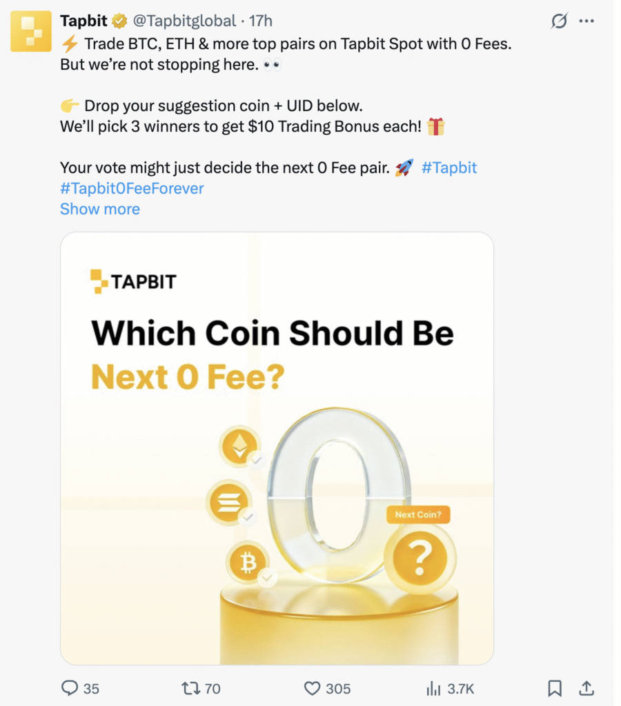Tapbit Zero-Fee Trading and Community Engagement