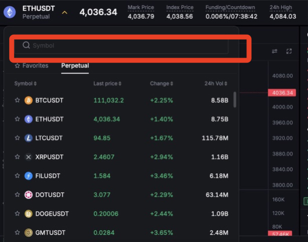 tapbit trading interface